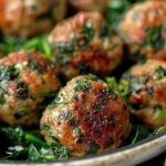 Flavorful Spinach Garlic Baked Turkey Meatballs Recipe finished dish