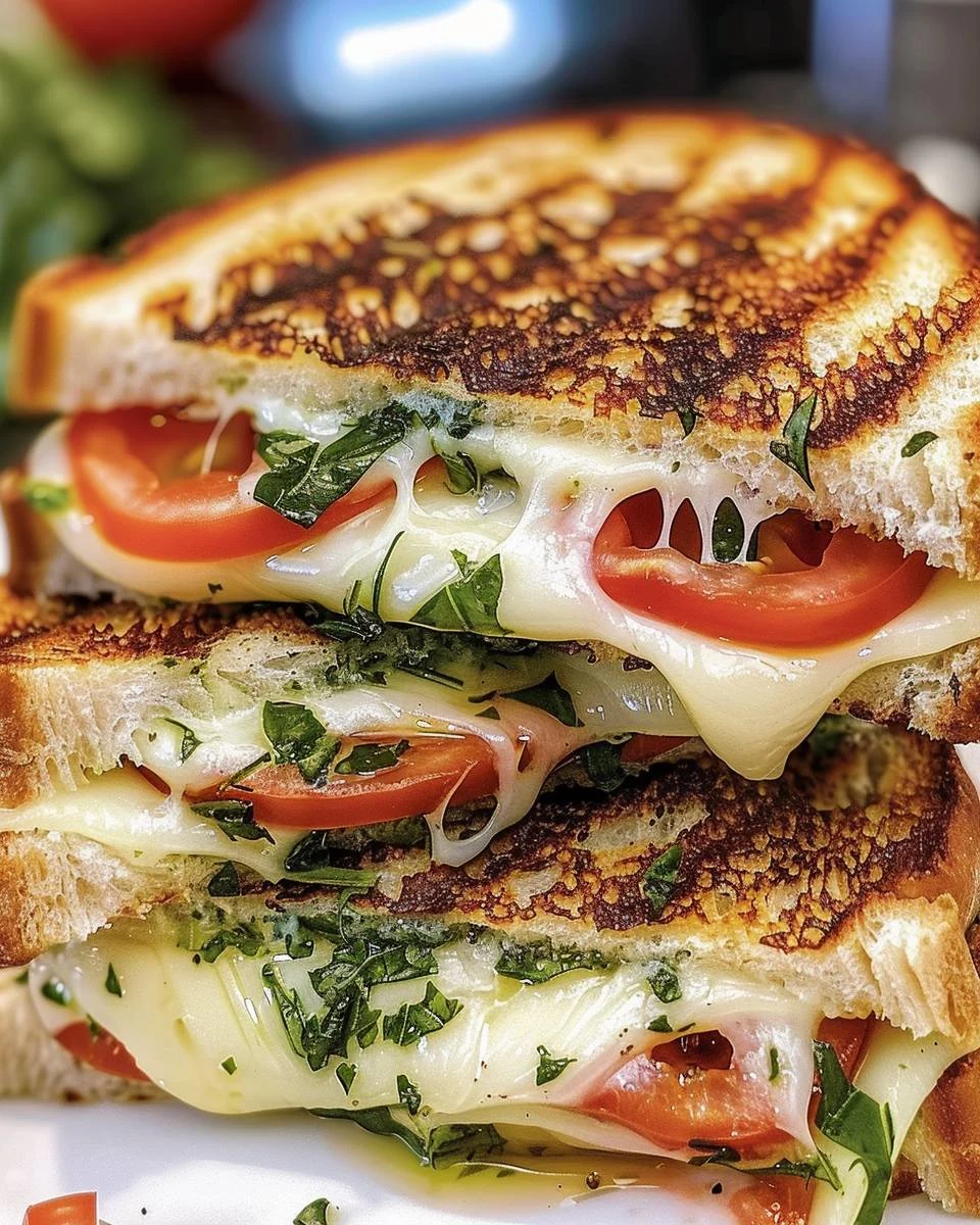 Gourmet Caprese Grilled Cheese Sandwich Recipe finished dish