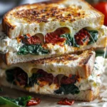 Gourmet Sun-Dried Tomato Spinach and Ricotta Grilled Cheese finished dish