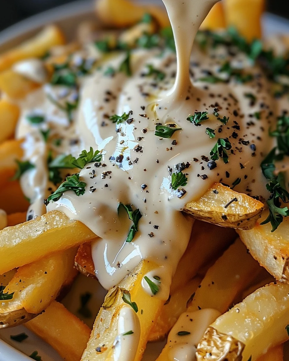 Gourmet Truffle Mayo Garlic Aioli for French Fries finished dish