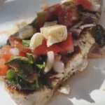 Grilled Bruschetta Chicken with Mozzarella and Pesto Recipe finished dish