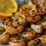 Grilled Shrimp Skewers with Citrus and Charred Thyme Recipe finished dish
