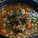 Hearty Beef Barley Soup Crock Pot Recipe finished dish
