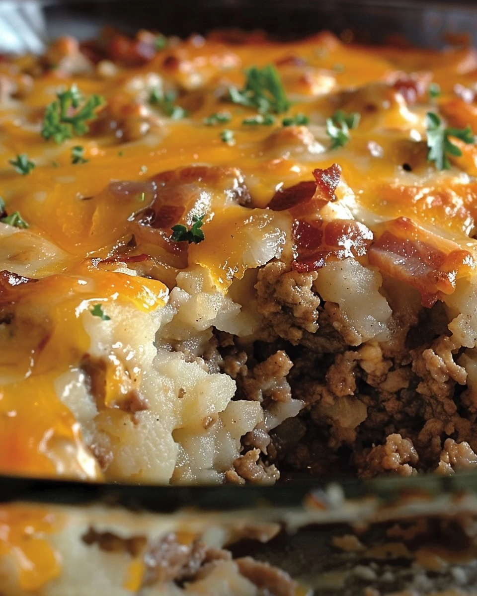 Hearty Cowboy Meatloaf and Potato Casserole Recipe finished dish