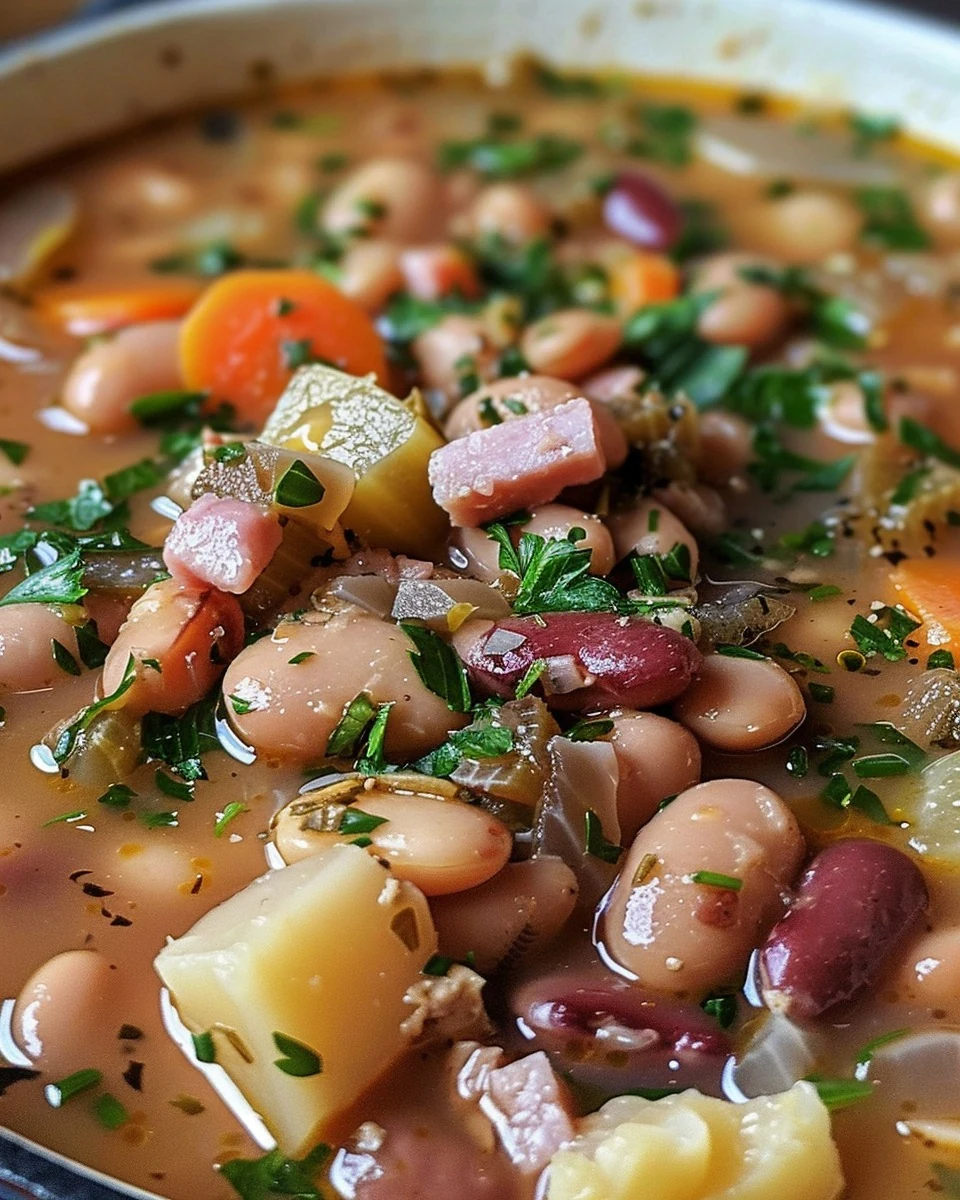 Hearty Crock Pot Ham and Bean Soup Recipe for Comfort finished dish
