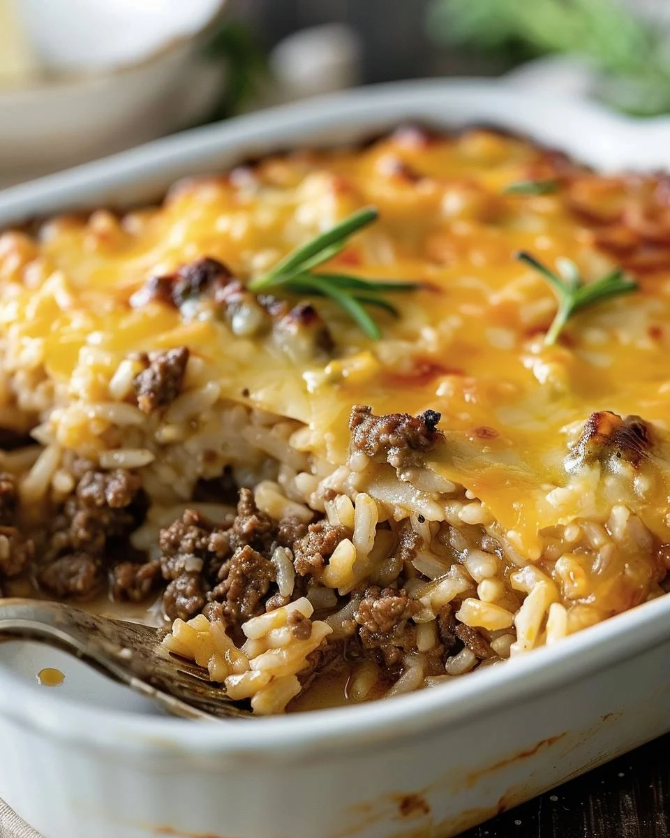 Hearty Ground Beef and Rice Casserole Recipe finished dish