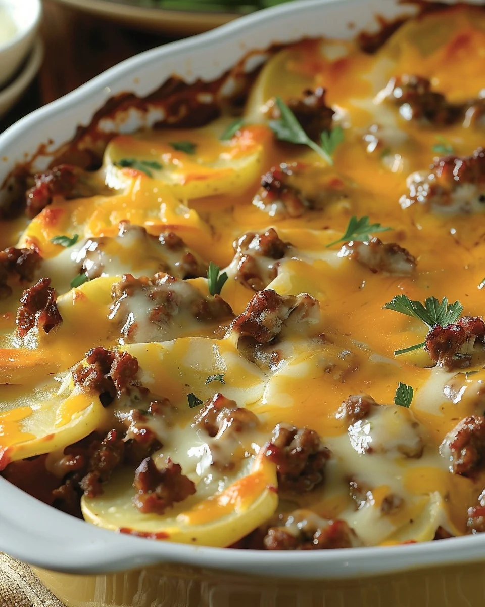 Hearty Hamburger Potato Casserole Recipe finished dish