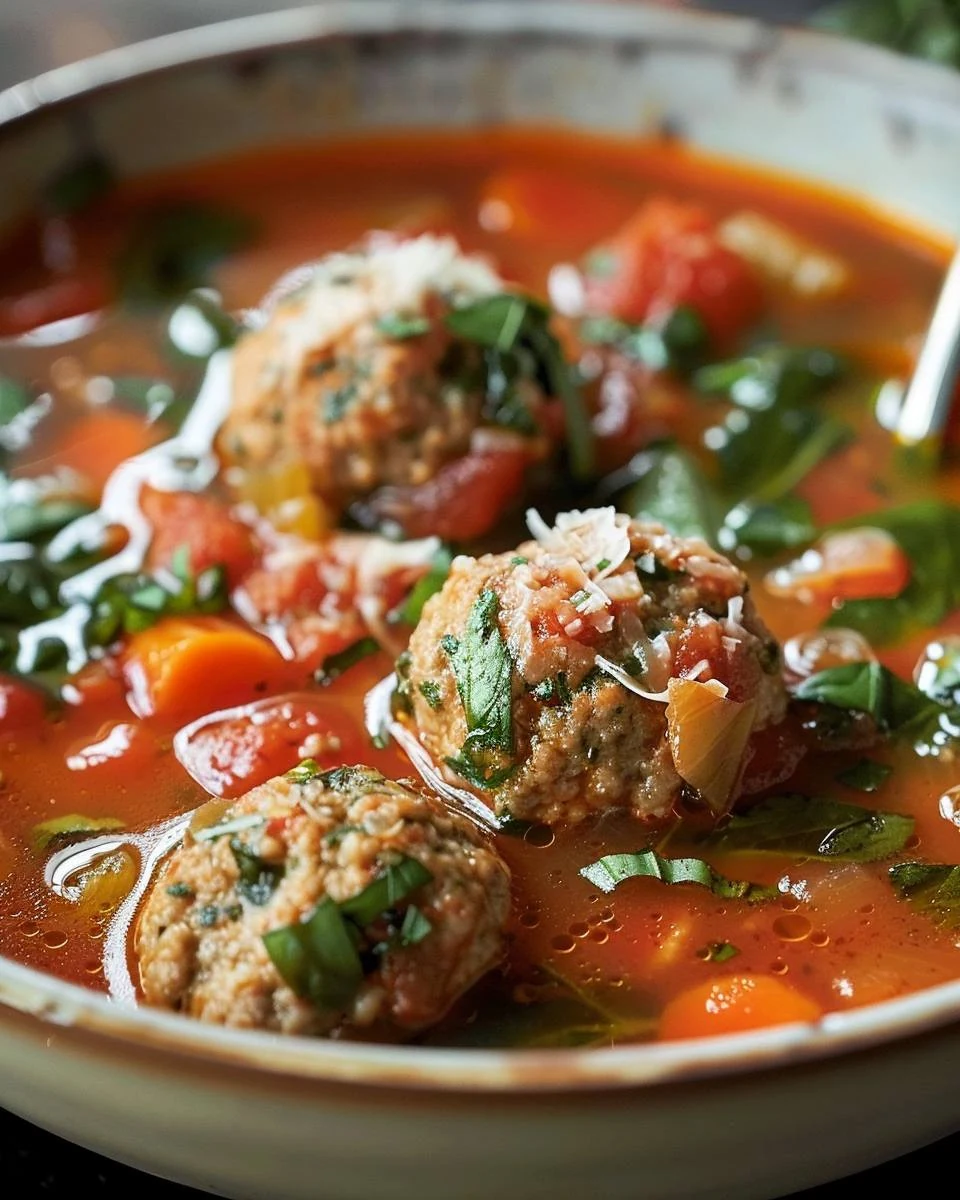 Hearty Italian Meatball Soup for Cozy Nights finished dish