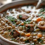Hearty Lentil and Sausage Soup Recipe for Comfort finished dish
