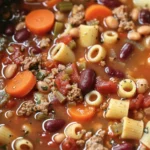 Hearty Slow Cooker Pasta e Fagioli Soup Recipe finished dish