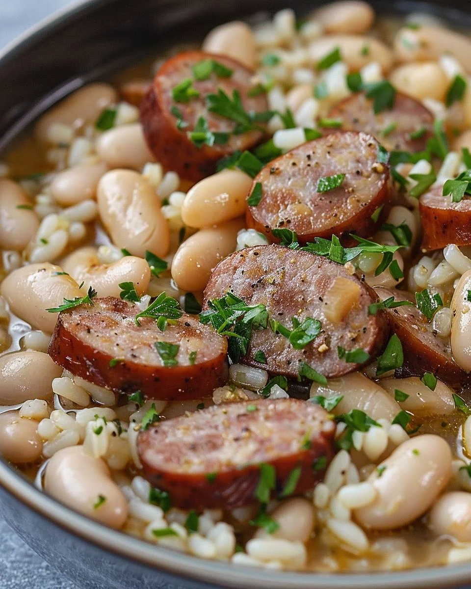Hearty White Beans and Sausage Bowl Recipe to Savor finished dish