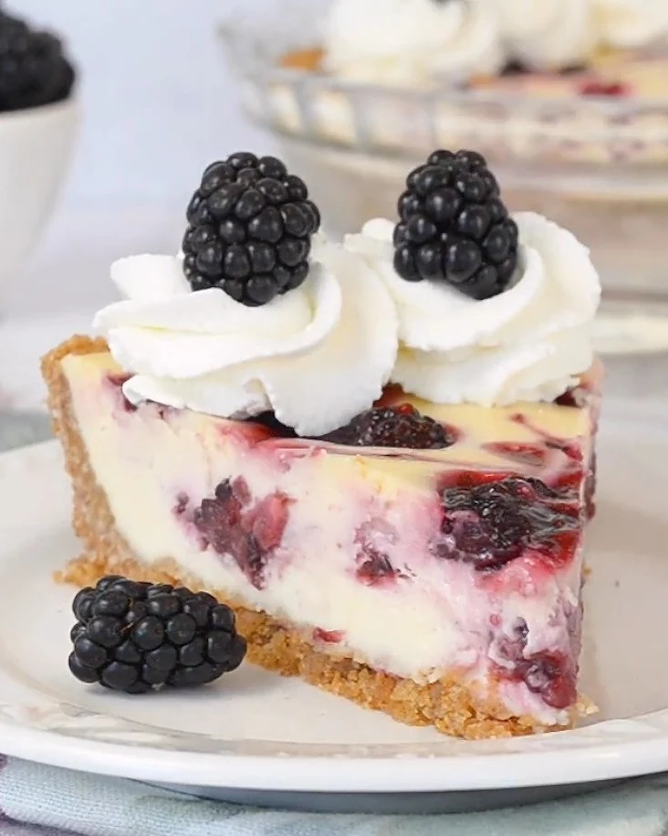 Indulge in Blackberry Bliss Cheesecake Today finished dish