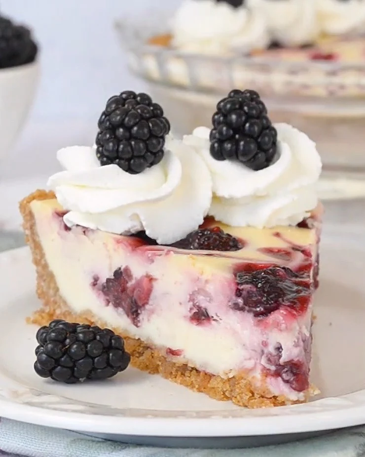 Indulge in Blackberry Heaven Cheesecake Delight finished dish