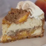 Indulge in Bourbon Peach Streusel Cheesecake Today finished dish