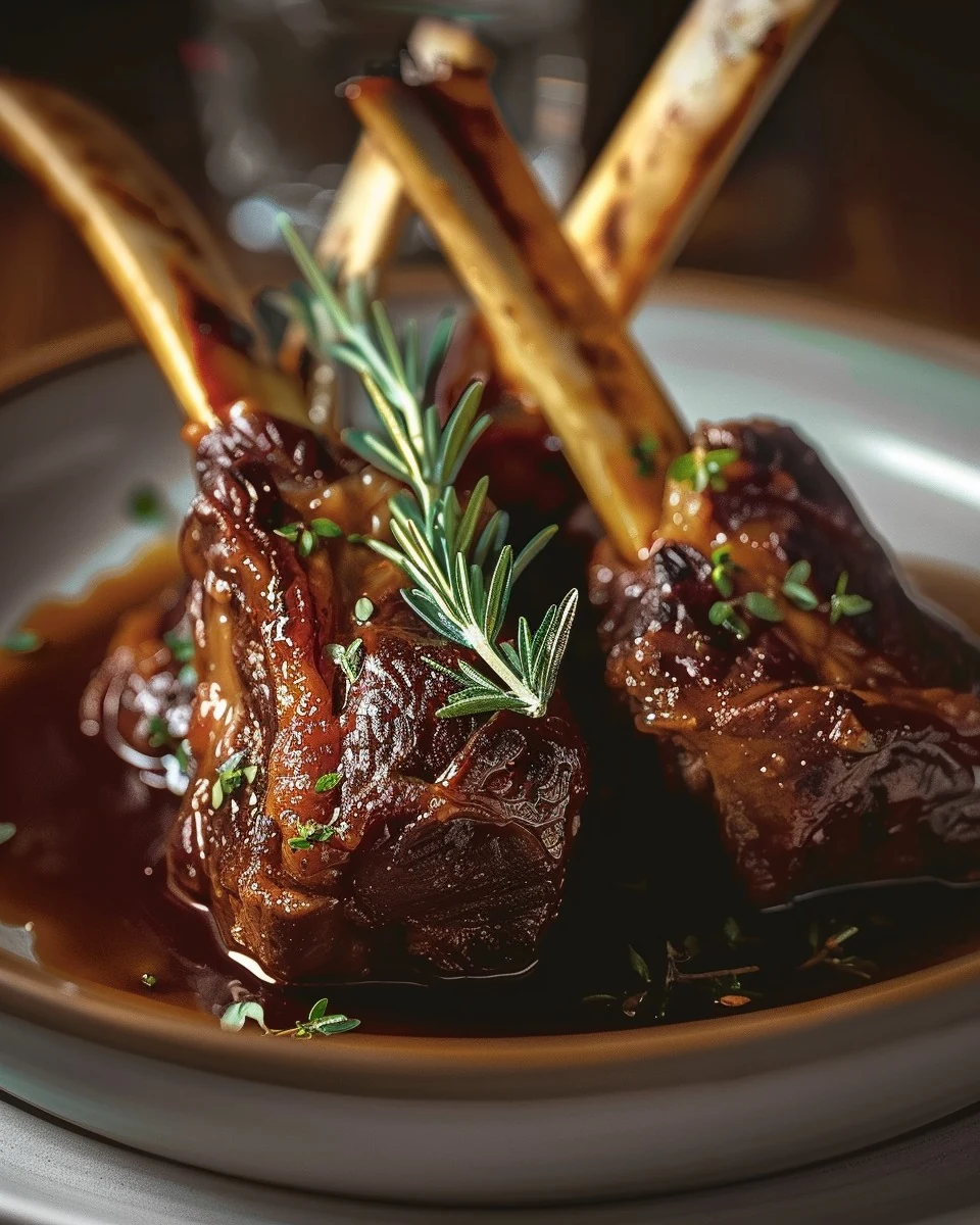 Indulge in Braised Lamb Shanks with Herb Infusion finished dish