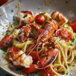 Indulge in Buttered Lobster Pasta with Cherry Tomatoes finished dish