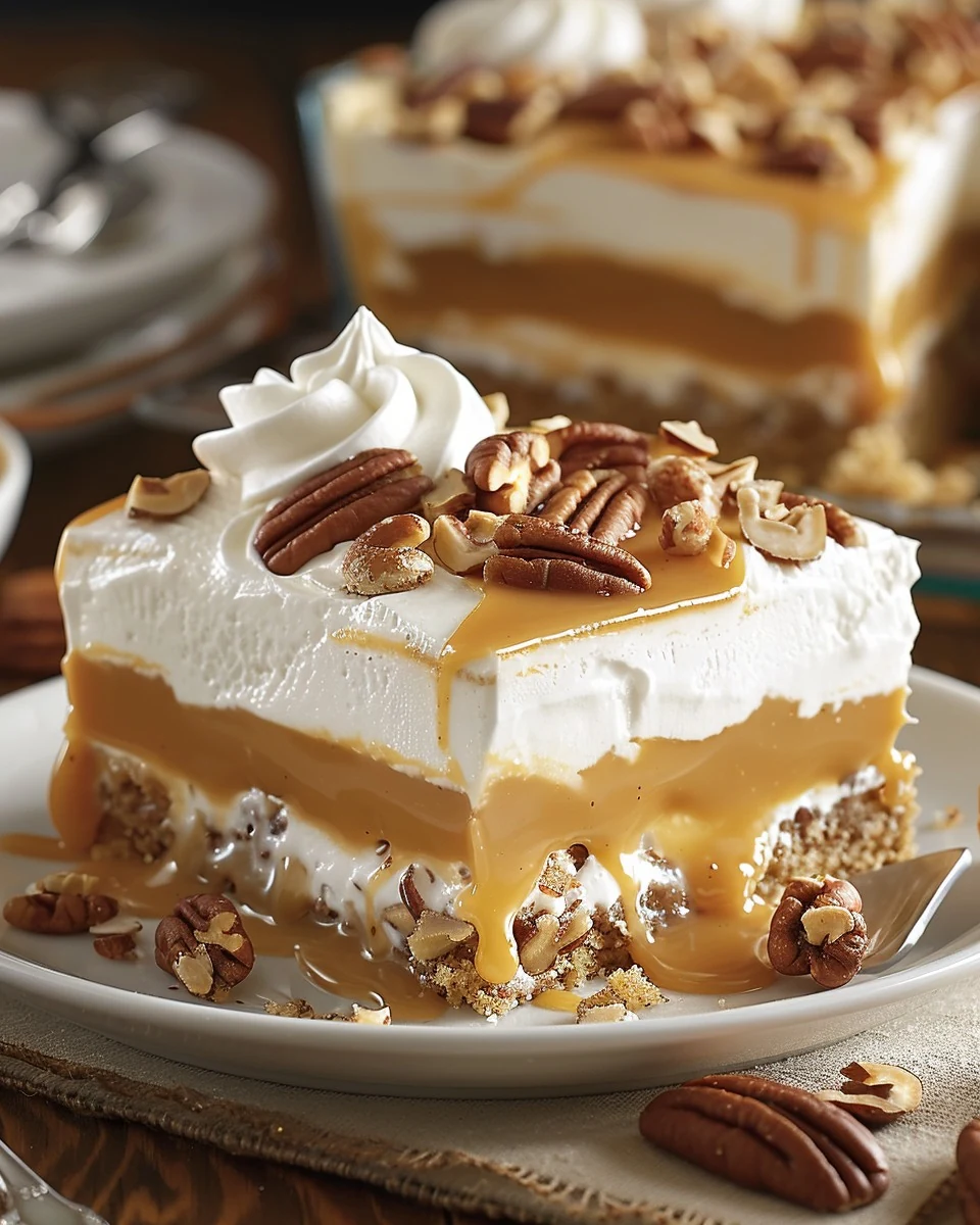 Indulge in Butterscotch Lush Cake - A Creamy Delight finished dish