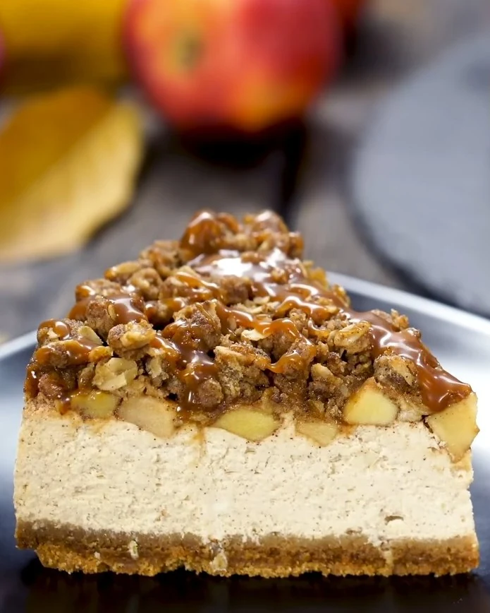 Indulge in Caramel Apple Cheesecake Today finished dish