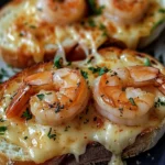 Indulge in Cheesy Garlic Bread Shrimp Grilled Cheese finished dish