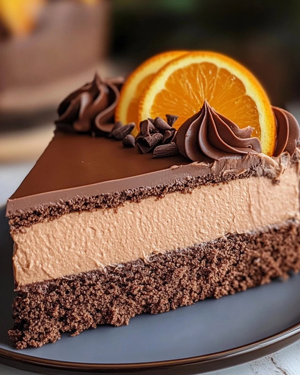 Indulge in Chocolate Orange Mousse Cake Delight finished dish
