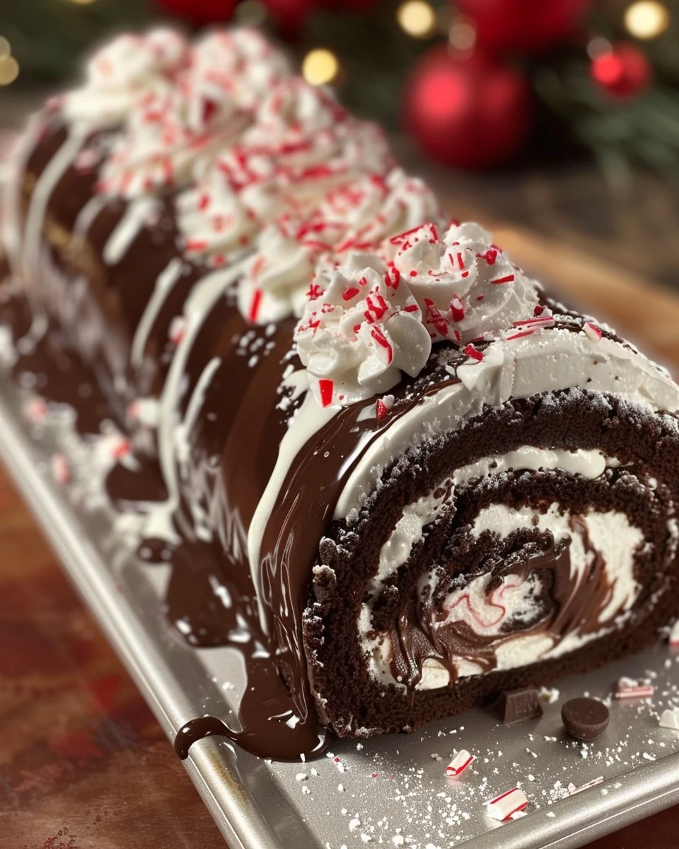 Indulge in Chocolate Peppermint Swiss Roll Delight finished dish