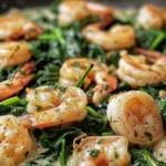 Indulge in Creamy Garlic Shrimp and Spinach Tonight finished dish