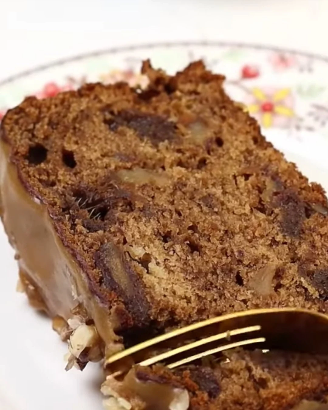 Indulge in Date Coffee Loaf Cake with Walnuts and Glaze finished dish