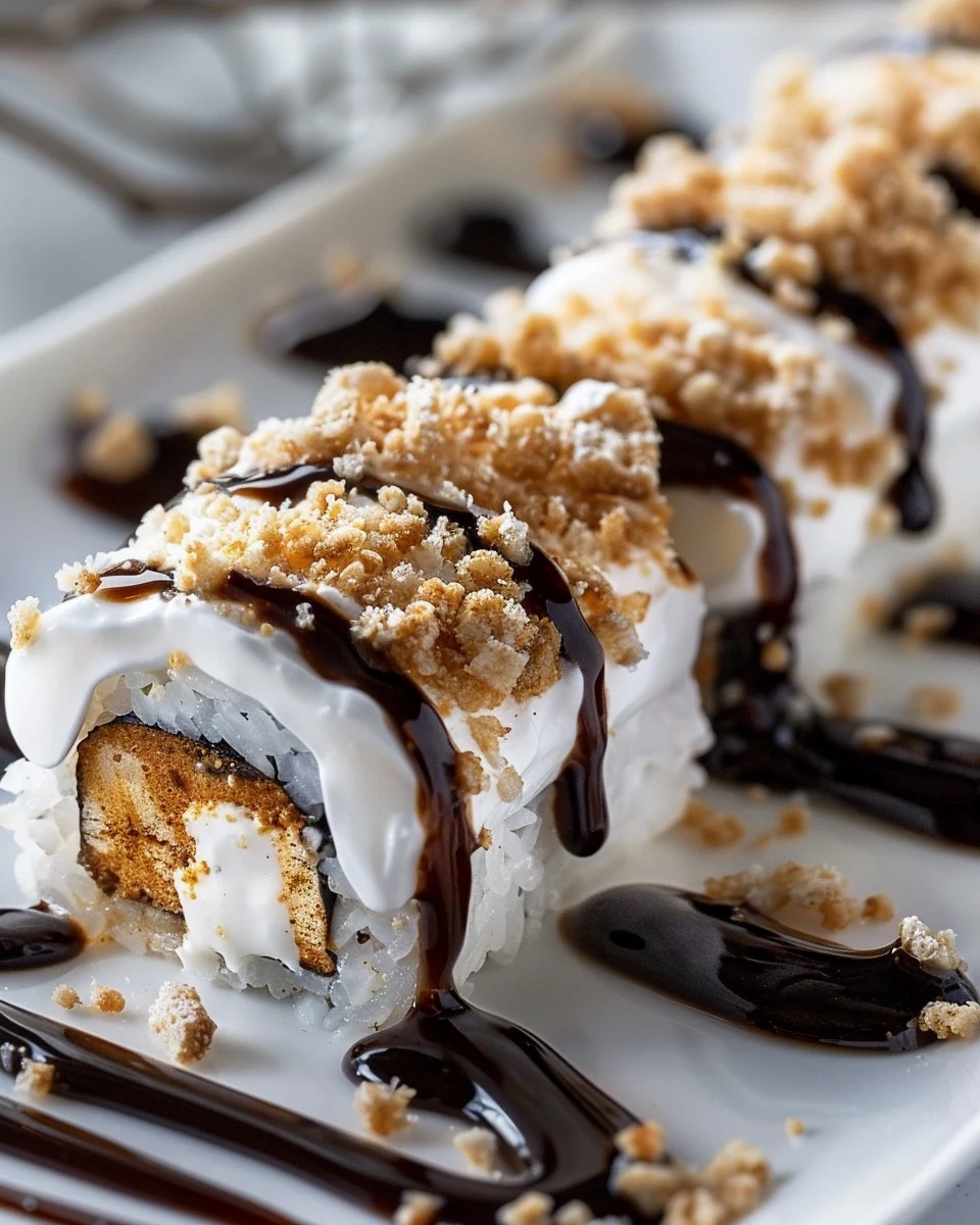 Indulge in Decadent Smores Sushi Rolls Today! finished dish