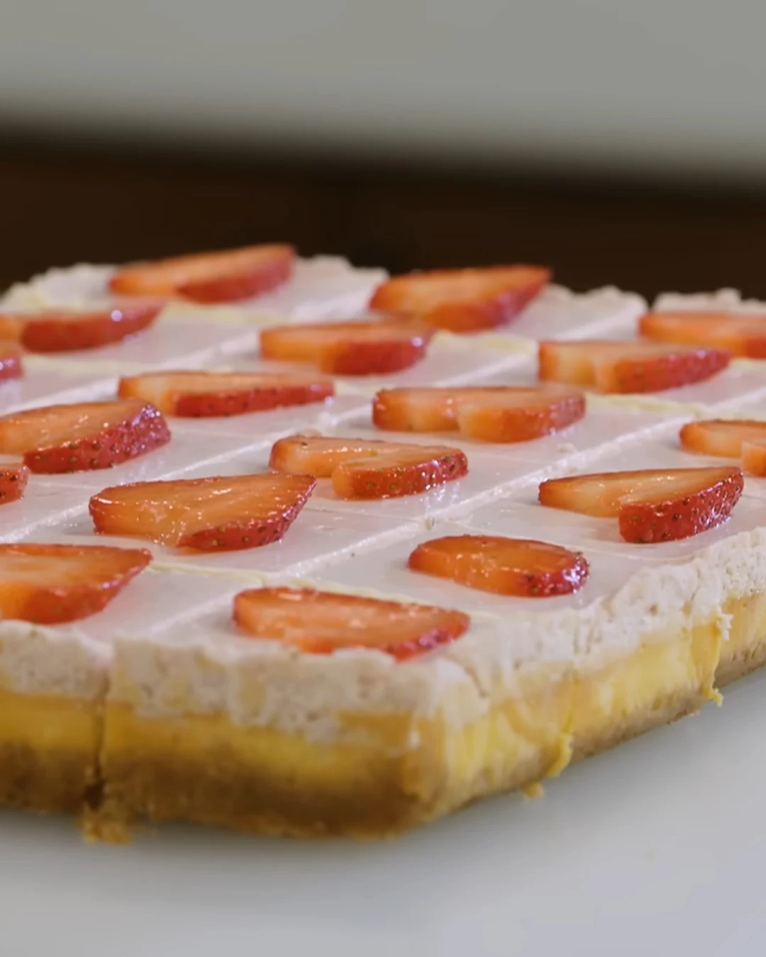 Indulge in Delicious Strawberry Cheesecake Bars finished dish
