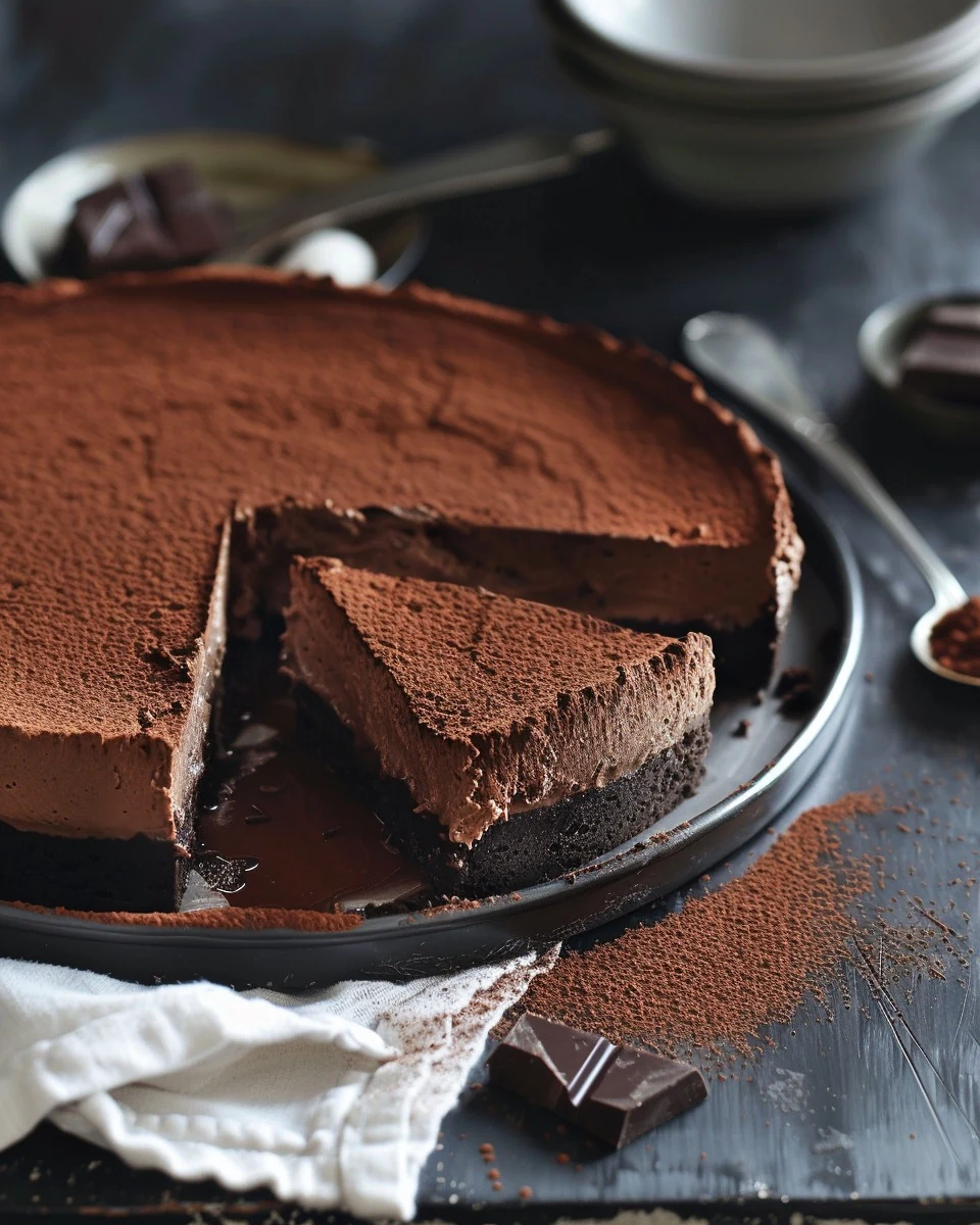 Indulge in Double Chocolate Mousse Cake Today finished dish