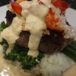 Indulge in Filet Mignon with Shrimp and Lobster Cream Sauce finished dish