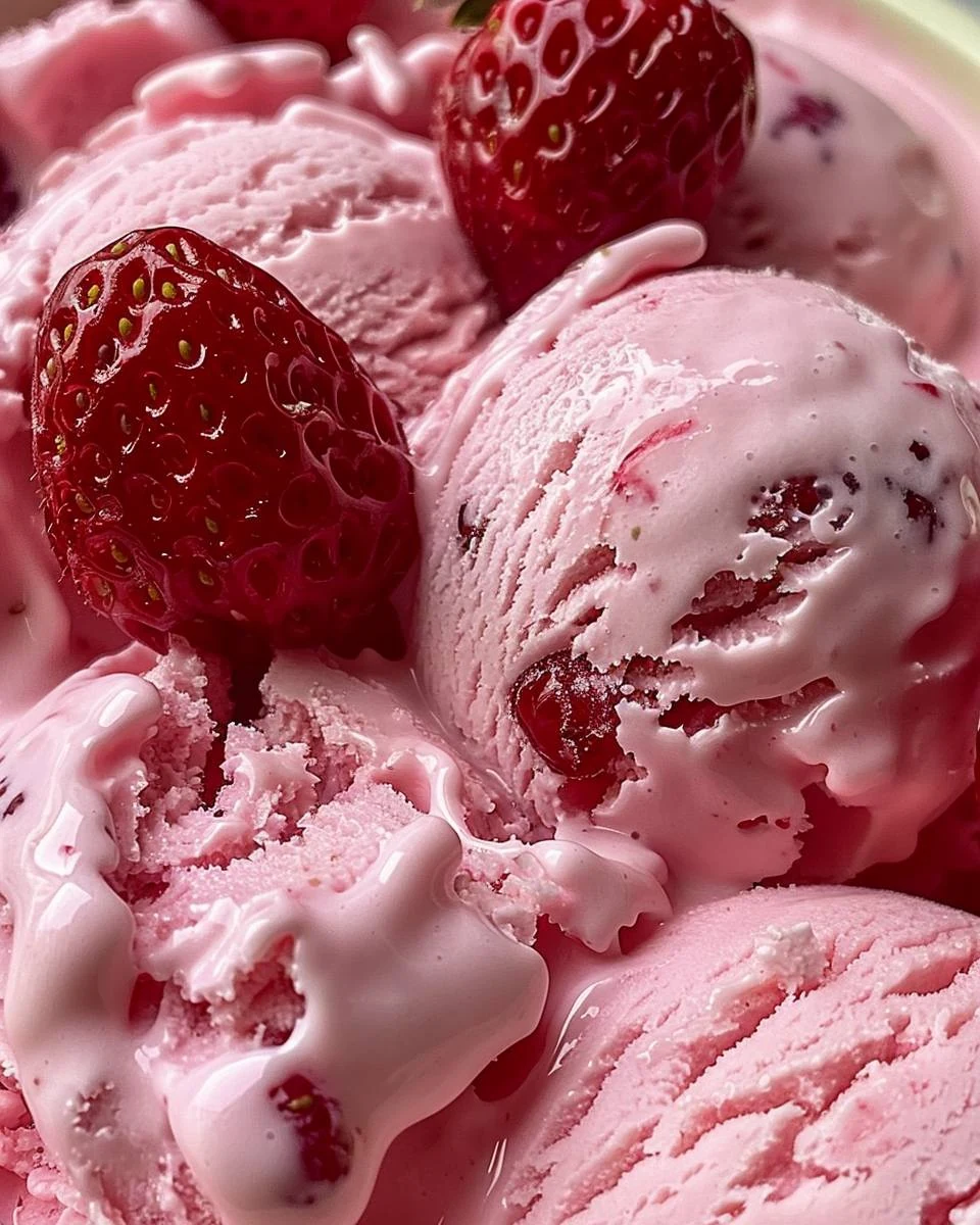 Indulge in Homemade Strawberry Ice Cream Delight finished dish