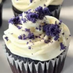 Indulge in Irresistible Purple Velvet Cupcakes finished dish