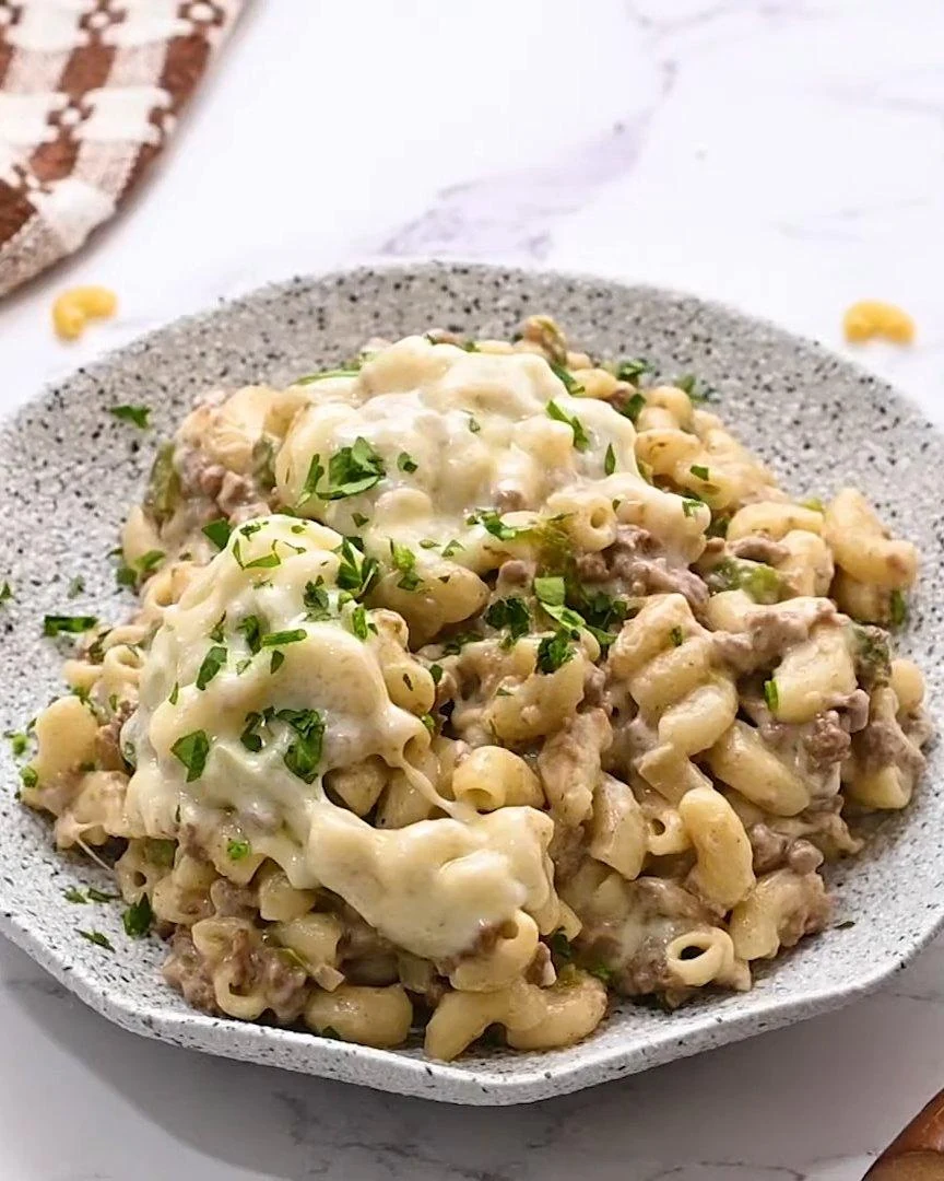 Indulge in Luxurious Cheesesteak Tortellini Delight finished dish
