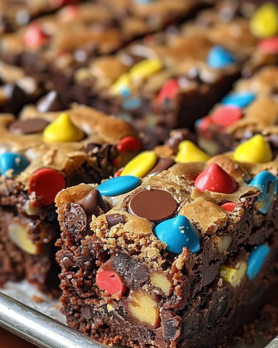 Indulge in Monster Cookie Dough Brownies Today finished dish