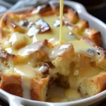 Indulge in Old-Fashioned Bread Pudding with Vanilla Sauce finished dish