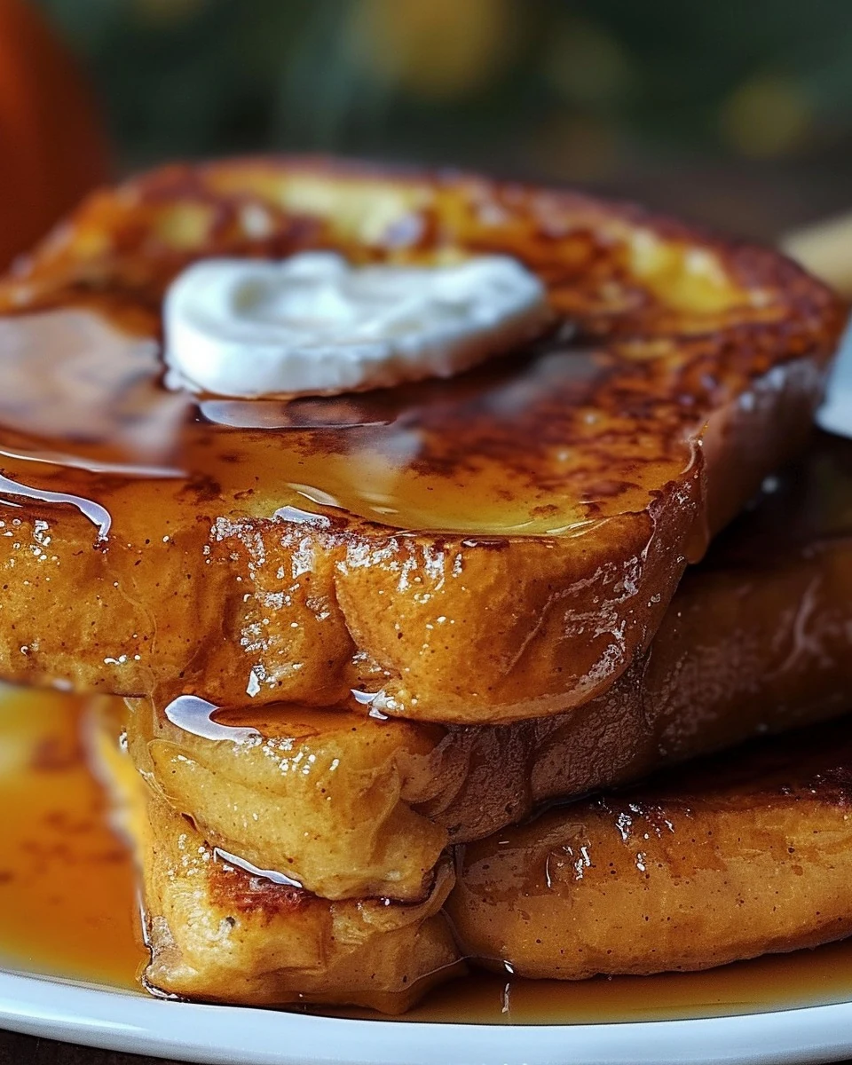 Indulge in Pumpkin Pie French Toast with Homemade Syrup