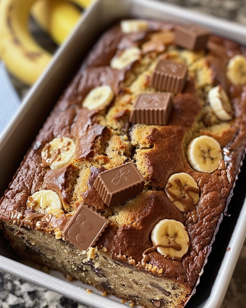Indulge in Reeses Peanut Butter Banana Bread Today finished dish