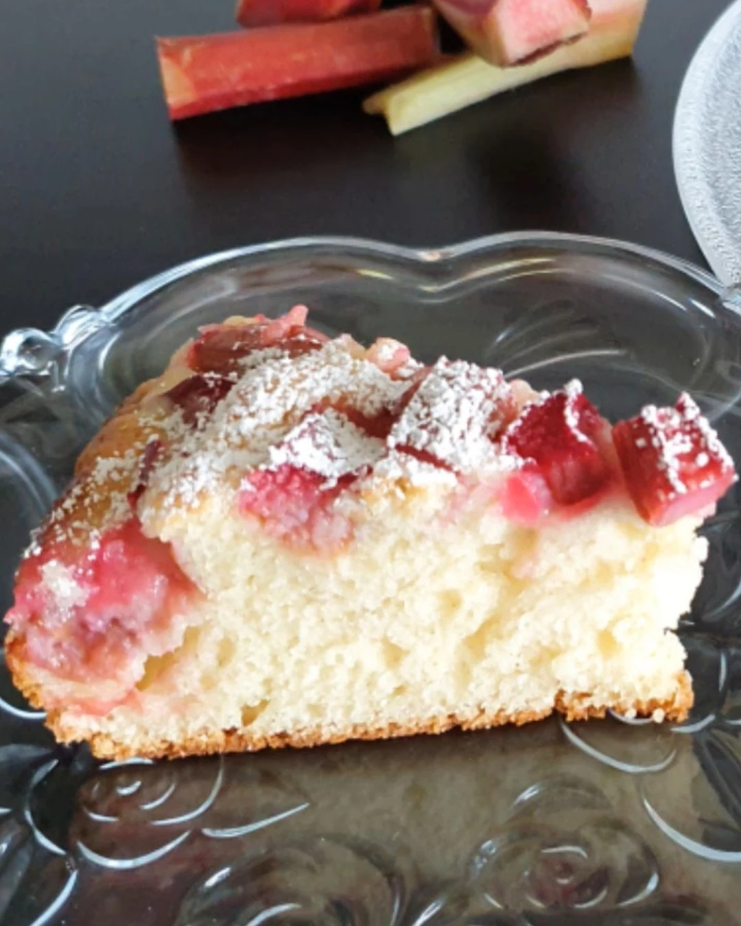 Indulge in Rhubarb Cake with Butter Sauce Today finished dish