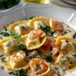 Indulge in Seafood Ravioli Delight Today finished dish