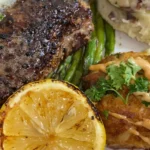 Indulge in Steak and Crab Cake Delight Tonight finished dish