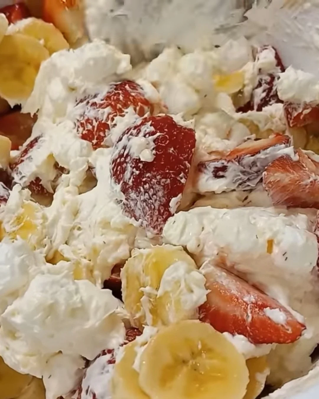 Indulge in Strawberry Banana Cheesecake Salad finished dish