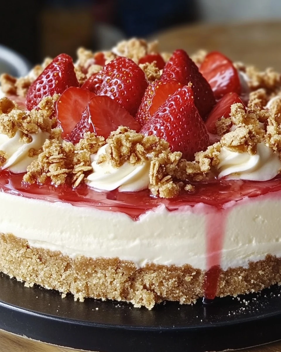 Indulge in Strawberry Crunch Cheesecake Delight