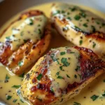 Indulge in Succulent Chicken Breasts in a Luxurious Mustard Cream Sauce finished dish