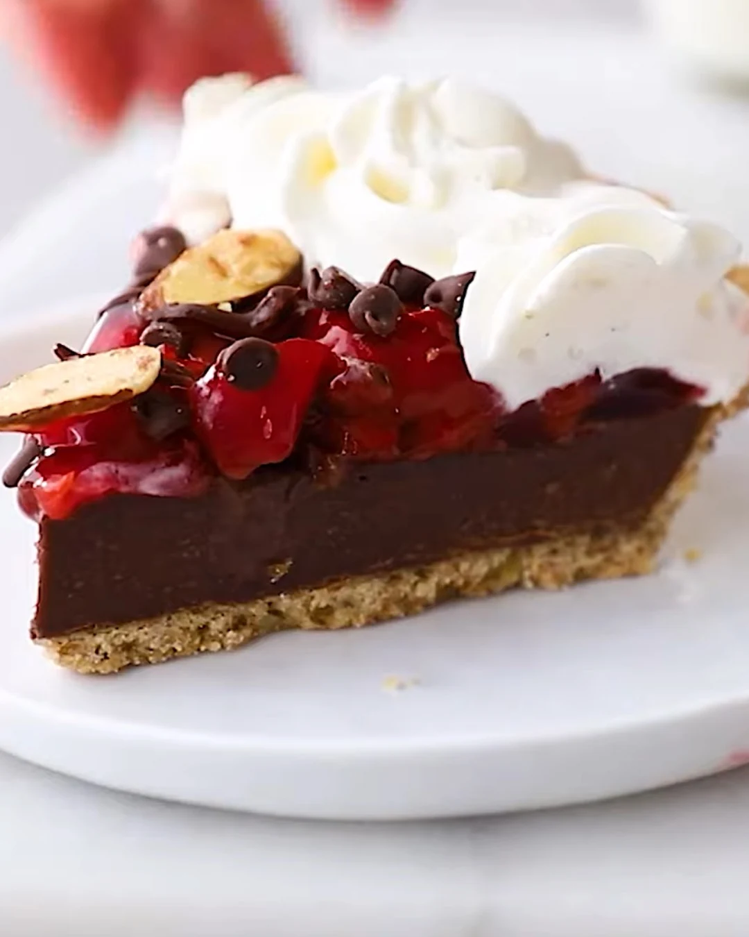 Indulge in this Decadent Chocolate Cherry Pie Recipe finished dish