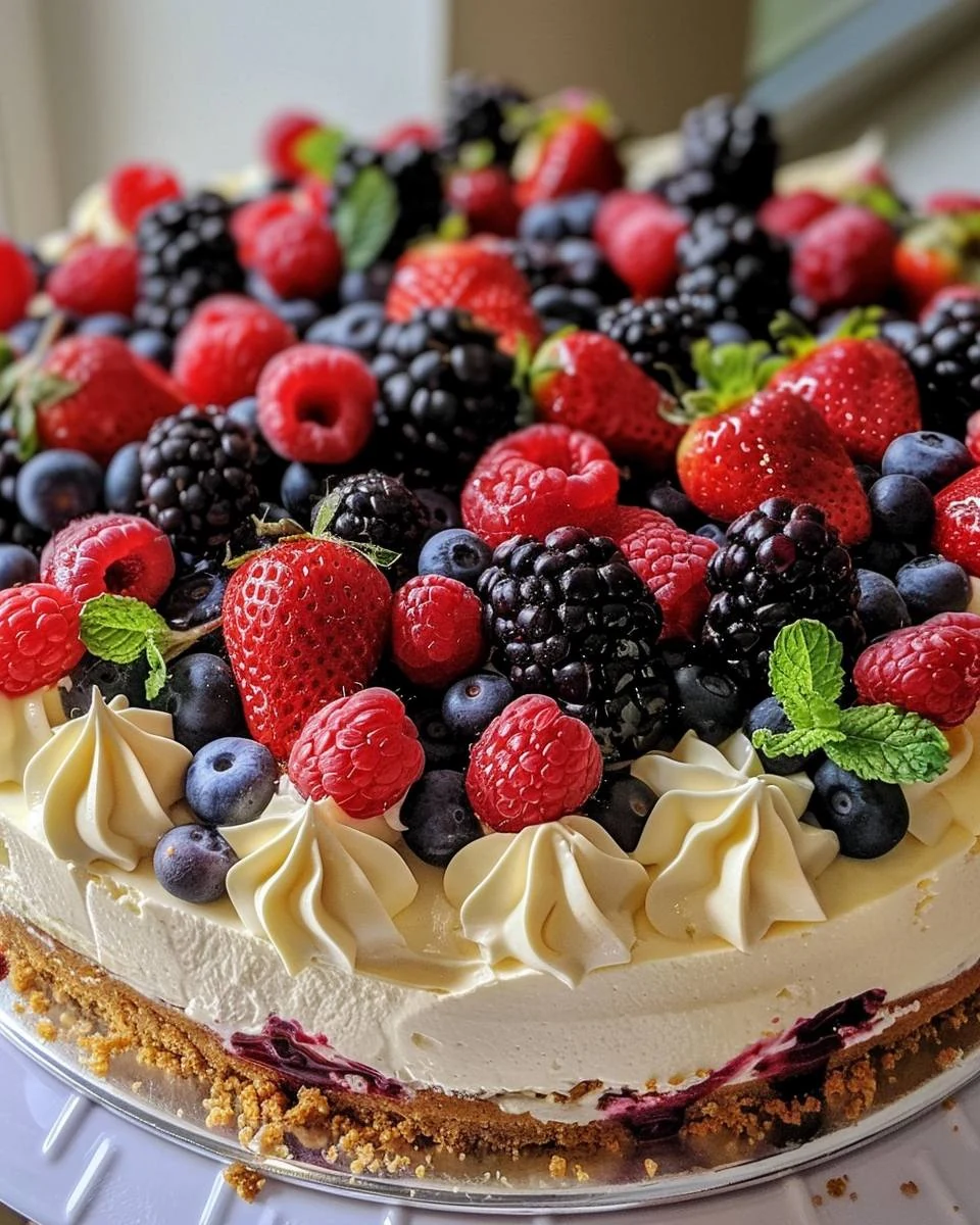 Indulge in White Chocolate Berry Cheesecake Bliss finished dish