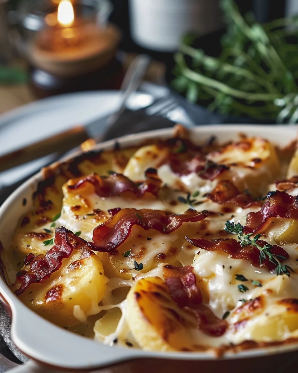 Indulgent Bacon Scalloped Potatoes Recipe finished dish