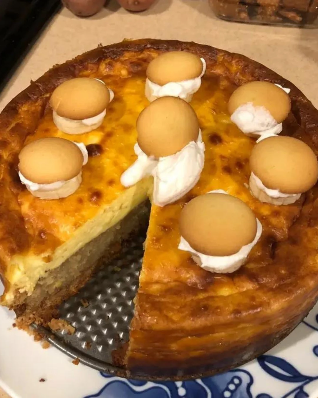 Indulgent BANANA CREAM CHEESECAKE BARS Recipe finished dish