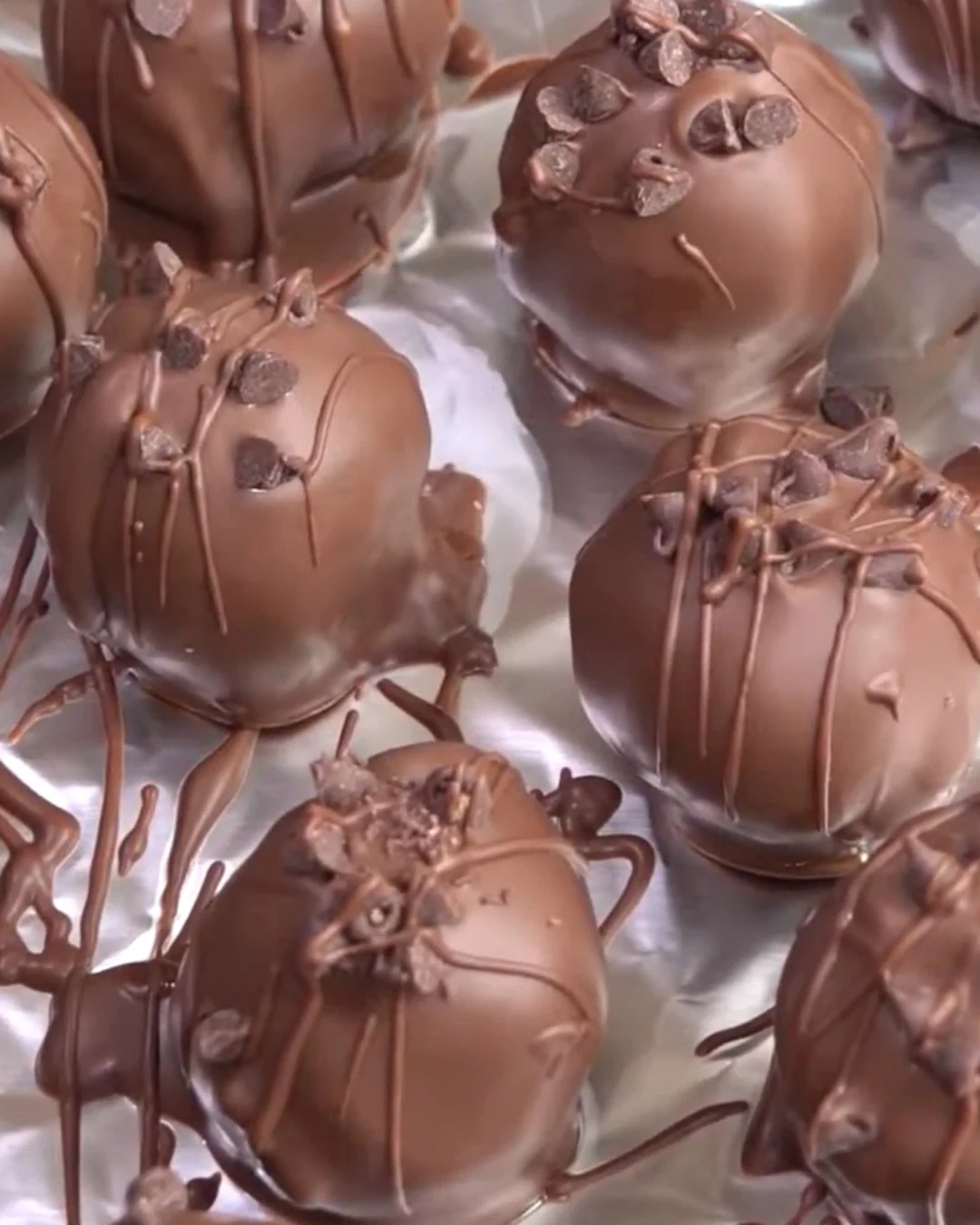 Indulgent Chocolate Chip Cookie Dough Brownie Bombs finished dish