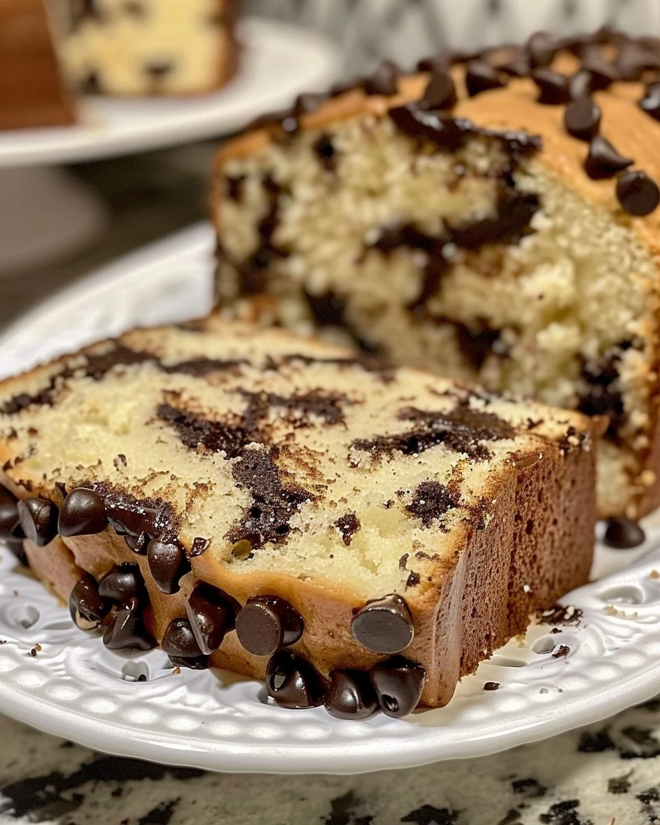 Indulgent Chocolate Chip Pound Cake Recipe finished dish